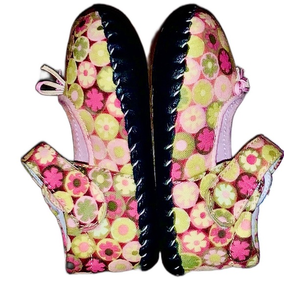 Pediped Baby Girl Floral Velcro Closure Soft Soled Mary Jane Shoes 6-12mos - Picture 2 of 10